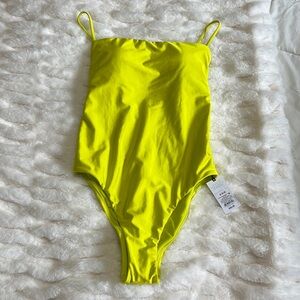 Shade & Shore Yellow One Piece Swimsuit with Spaghetti Straps